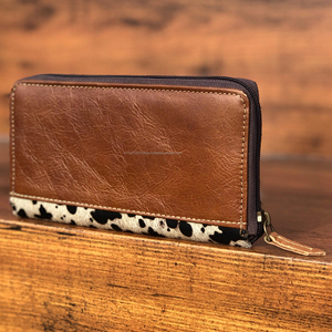 Véritable fait à la main imprimé animal fourrure cuir portefeuilles vente à chaud femmes Unique en cuir de vachette Western vente en gros coques de téléphone pochette - Product Image 4