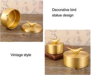 ที่เขี่ยบุหรี่ทองเหลืองแบบโบราณ สำหรับตกแต่งบ้านสไตล์วินเทจ ที่เขี่ยบุหรี่ทองเหลืองสุดหรู สำหรับใช้ในห้องนั่งเล่นและสำนักงาน ผลิตด้วยมือ - Product Image 2