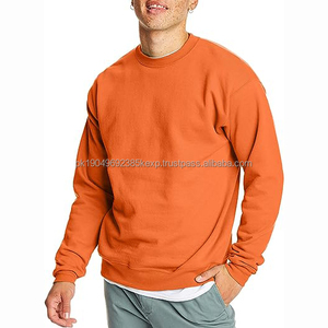 Sweats à capuche et sweat-shirt pour hommes logo personnalisé impression Streetwear côtes col rond surdimensionné épaules tombantes sweat-shirt vierge pour hommes - Product Image 5