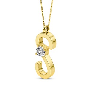 Colgante de Alfabeto Personalizado Moderno con Diamante Cultivado en Laboratorio VVS VS EF, Plata de Ley 925 con Acabado en Oro, Joyería Delicada con Iniciales - Product Image 6