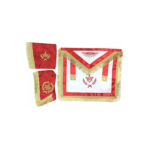 ชุดเครื่องราชอิสริยาภรณ์มาสเตอร์เมสัน บลู ลอจ รีกาเลีย สีแดงและสีขาว ผ้าซาติน พร้อมผ้ากันเปื้อนแบบเต็มตัว รอยัล อาร์ช  ด้านหลังสีน้ำเงิน - Product Image 6