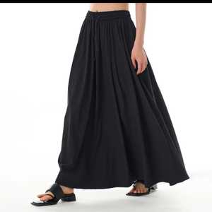 กระโปรงยาวสไตล์ลำลองของผู้หญิงญี่ปุ่นและเกาหลี, กระโปรงทรงหลวมและบางไซส์ใหญ่ผ้ายืดวัสดุเรยอนย้อมเรียบ - Product Image 2