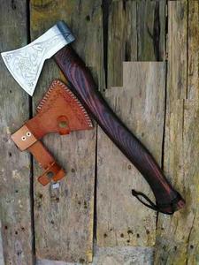 Handcrafted Viking-Inspired <b>Axe</b> with Etching Industrial Grade Hatchet for Camping and <b>Cutting</b> Applications - Product Image 2