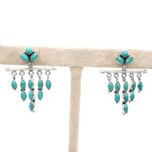 925 argent Sterling naturel Turquoise boucles d'oreilles à la main goutte d'eau forme bijoux bleu cadeau pour elle - Product Image 2
