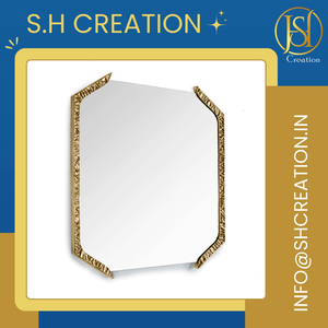 Miroir mural moderne fait main de l'Inde Cadre de forme carrée unique de couleur dorée pour la décoration murale - Product Image 3