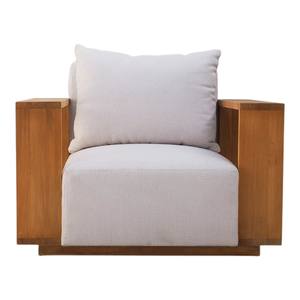 Fauteuil de jardin en teck de style nordique minimaliste, siège individuel avec accoudoirs larges, chaise longue architecturale en bois pour complexe hôtelier moderne - Product Image 2