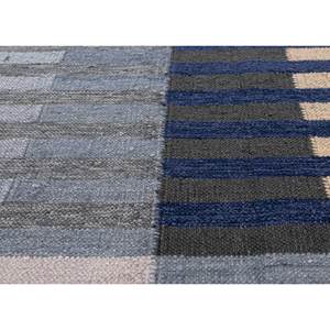 Alfombras Grandes de Lana y Viscosa con Diseño de Cuadros Azules, Tejido Plano, Rayas Abstractas y Rectangulares para Entrada o Pasillo - Modelo Adwv-13087 - Product Image 3
