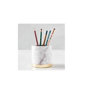 Porte-stylo en marbre Unique jante en laiton conception pour porte-pinceau de maquillage en marbre et porte-stylo d'école et de bureau meilleur prix - Product Image 5