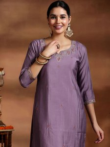 Viscose Embroidered Kurti Set with Pant and Organza Digital Print Dupatta in Sizes <b>S</b> to XXL Perfect Party Wear for <b>Women</b> - Product Image 2