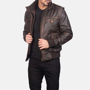 Veste décontractée en cuir véritable authentique à col montant, imperméable, pour climat froid, résistante, coupe ajustée, commandes en gros - Product Image 5