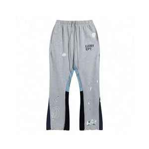 Pantalons évasés droits en molleton français 100% coton pour hommes OEM, poids lourd, logo personnalisé, pantalon de survêtement décontracté vierge, tissu en toile - Product Image 1