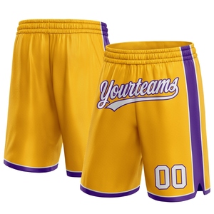 Industrie Direct Engro Sportswear Short de basket-ball personnalisé or blanc-violet authentique Short de basket-ball - Product Image 1