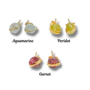 Boucles d'oreilles en argent sterling 925 avec pierres précieuses brutes en fil enroulé avec propriétés de guérison des chakras pour les signes du zodiaque - Product Image 4