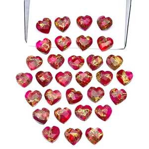 Cuentas Facetadas de Corazón en Turquesa Rosa Cobre de Mohave, Piedras Preciosas Sueltas para Joyería - Product Image 3