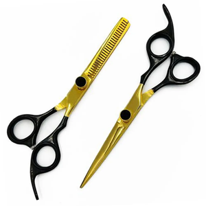 Barber Hair Cutting Kit Thinning <b>Scissors</b> <b>Shears</b> Gold And Black Color Stainless Steel Hairdressing Razor Kit - Product Image 3