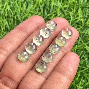 Natural Prehnite Round Cabochon Loose Gemstone 10pcs Lot for Jewelry Making Ring Pendant Bracelet Craft - Product Image 1