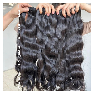 Paquets de cheveux Remy de vague naturelle indienne crue non transformés Trames épaisses sélectionnées par le temple Vagues douces naturelles non transformées Humain - Product Image 2