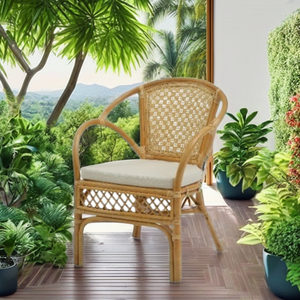 เก้าอี้หวายคอรอน่า ดีไซน์หรูหรา นั่งสบาย เหมาะสำหรับวิลล่า เฟอร์นิเจอร์กลางแจ้ง ทนทาน ผลิตด้วยมือ งานฝีมือคุณภาพสูง เหมาะสำหรับห้องนั่งเล่น อพาร์ทเมนท์ - Product Image 1
