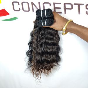 Vente en gros d'extensions de cheveux humains 100% vierges indiens Temple Remy Grade noir soyeux ondulé style de vague de corps brut non transformé - Product Image 6