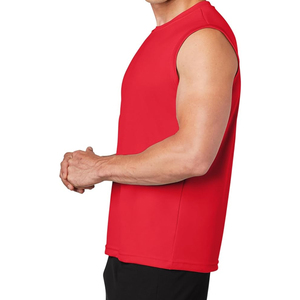 Camiseta de algodón sin mangas roja informal para hombre, ideal para gimnasio, hogar o actividades al aire libre, camiseta sin mangas para hombre - Product Image 5