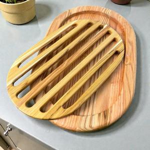 Planche à découper en bois d'acacia naturel, rectangulaire, faite à la main, épaisseur 1,2 cm, passe au lave-vaisselle, durable pour les légumes et la viande - Product Image 5