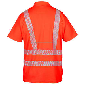Men's Hi Vis Reflective Tape for Polo Shirt Anti-Wrinkle High Visibility Construction Work Wear with Printed Short Sleeve - Product Image 2