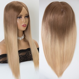 GF-2 Luxury 7x8 Silk Topper 150% Densité pour une Couverture Volumineuse et Complète 18" Balayage Chaud Brun Cendré à Blond Sèche au Vent Abordable - Product Image 6