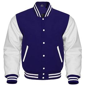 Veste bomber universitaire de baseball de haute qualité avec manches en cuir et laine, col montant, polaire gaufré multicolore pour l'hiver - Product Image 3