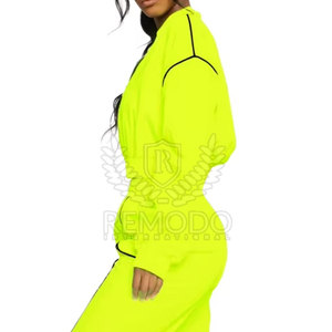 Ensemble de survêtement athlétique élégant et respirant pour femme, deux pièces, coupe-vent, couleur unie, décontracté, hiver, personnalisé, vente en gros, OEM - Product Image 5