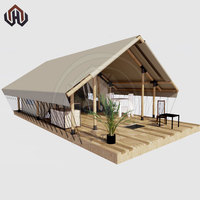 Tenda Safari Pesta Piknik Kustom Lapisan Ganda Kanvas Tahan Air Tenda Safari Luar Ruangan