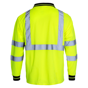 <b>High</b> Visibility Fluorescent 100% Polyester Men's Long Sleeve <b>Polo</b> <b>Shirt</b> Custom Safety Workwear Uniform Hi <b>Vis</b> Work Wear <b>Shirts</b> - Product Image 2