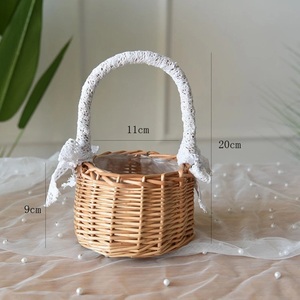 Mini Handmade Rattan <b>Basket</b> with Handle <b>Small</b> Woven Storage <b>Basket</b> Natural Home Decor - Product Image 5