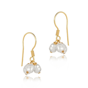 Boucles d'oreilles à crochet plaquées or avec triple perle, tendance, fabriquées à la main en Turquie, bijoux en argent sterling 925 pour les fêtes et les cadeaux - Product Image 4