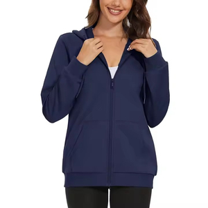 Logo personnalisé Design 2025 Fermeture à glissière Pull en coton Sweat-shirt respirant à capuche longue longueur pour les femmes - Product Image 4