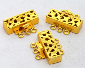 Cierre de caja multihebra 25X20X6MM 3 hebras cobre oxidado/plata 18K chapado en oro 18K Cierre de joyería de oro B521 - Product Image 3