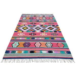 พรมถักด้วยมือผ้าฝ้าย100% ใหญ่ปักลายแจ็คการ์ดลวดลายนามธรรมเครื่องผลิตคุณภาพพรีเมี่ยมสำหรับห้องนั่งเล่น - Product Image 5