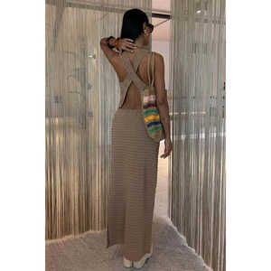 Ensemble en tricot ajouré respirant avec détail croisé dans le dos 10097 - Product Image 2