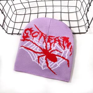 2025 personnalisé Y2K gothique Jacquard Beanie All-Over impression Logo hiver bonnet en tricot haute qualité sans manchette conception voyage amical bas quantité minimale de commande - Product Image 6
