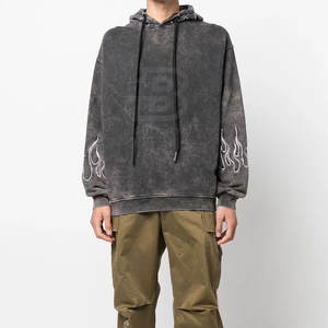 Meilleur prix de gros sur Logo personnalisé Sweat à capuche pour homme délavé à l'acide surdimensionné léger avec col à capuche pour la saison hivernale - Product Image 5