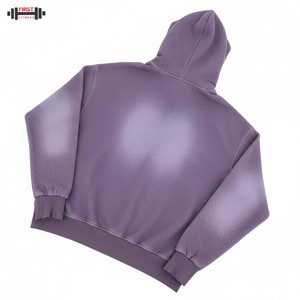 Zip Heavyweight Acid Wash Pullover Hoodie French Terry Waffle Winter Personalizable High Quality 300gsm Cotton Fleece Hoodie - Product Image 2