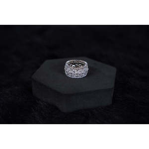 NOVAMART Fine Platinum Geometric Diamond <b>Eternity</b> Band <b>Ring</b>-Rhodium Plated 925 Sterling <b>Silver</b> Wholesale Export - Product Image 4
