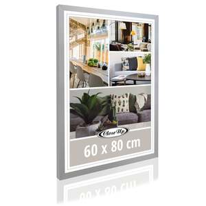 Cadre d'affiche A1-A4, cadre photo décoratif en bois, bambou, aluminium, finition argentée, toile pour usage domestique, photo peinte 60 x 80 cm - Product Image 1