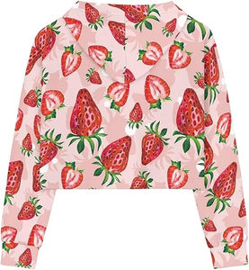 Sudadera con Capucha de Manga Larga Informal con Rayas y Cuello Forrado para Mujer, Top Corto, Sudadera Corta de Invierno - Product Image 2