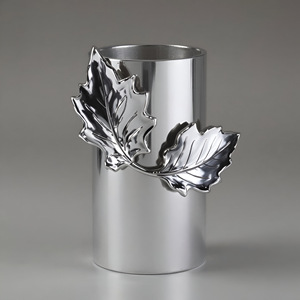 Elegante jarrón de hoja plateada, diseño Floral artístico moderno, cilindro de acero inoxidable, pieza de Metal en relieve decorativa para el hogar y la Oficina - Product Image 5