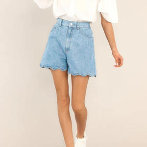 กางเกงขาบานสำหรับผู้หญิงกางเกงขาสั้นเอวสูงผ้ายืดสำหรับชุดลำลองฤดูร้อน - Product Image 3