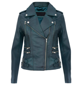 Veste en cuir de vachette de haute qualité pour femme, coupe slim, design course automobile, respirante, finition toile, coupe-vent, automne-hiver - Product Image 1