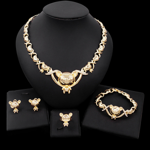 Zhuerrui — ensemble de bijoux en laiton, Xoxo, ensembles de joaillerie en bronze, bracelets, ours, adorables, mariée, plaqué or, X0089 - Product Image 2