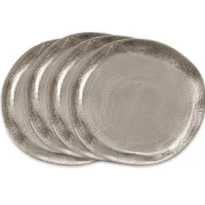 Design unique Chargeur plaqué gris Plats de service de table Assiettes décoratives de mariage à usage domestique Vaisselle de forme unique Fournitures - Product Image 2