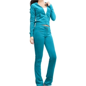 2026 Women Clothing Custom Premium Hooded Rhinestone Regular Fit Two Piece <b>Velour</b> Drawstring Tracksuit Set Plus Size - Product Image 6