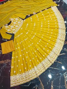 Robe de mariage de créateur, Georgette, fil de coton brodé, longue robe de travail, robe Anarkali du pakistan, inde, prix bas - Product Image 5